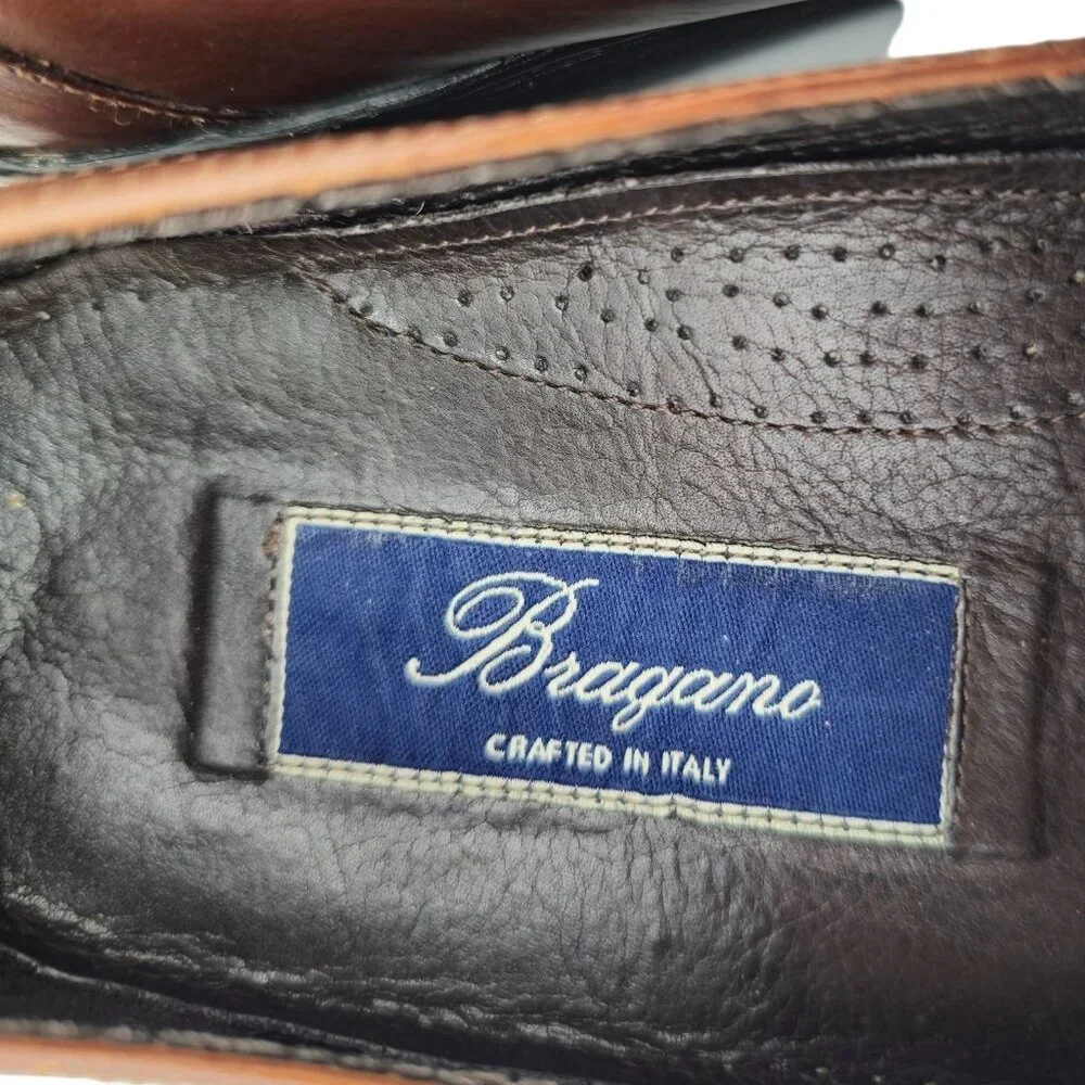Vintage Bragano Italy Driving Casual Loafers Mens 8M Brown Basket Weave Slip-ons - Picture 11 of 11